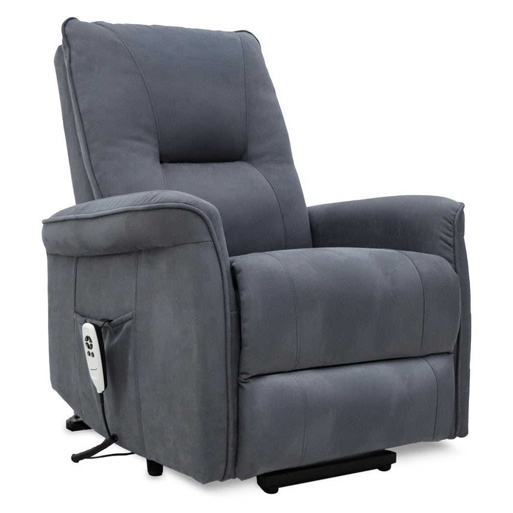 Connaught Riser Recliner with Heat and Massage - Charcoal Grey Suede Fabric