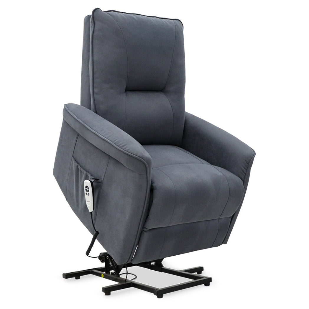 Connaught Riser Recliner with Heat and Massage - Charcoal Grey Suede Fabric